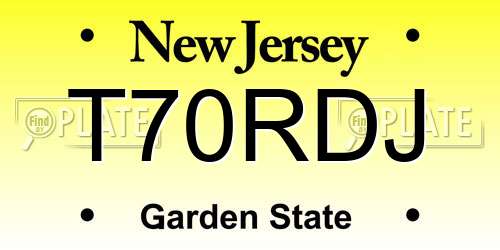 T70RDJ New Jersey License Plate