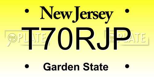 T70RJP New Jersey License Plate