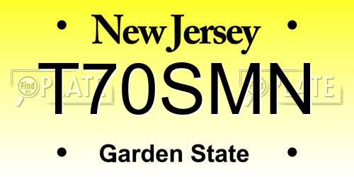 T70SMN New Jersey License Plate