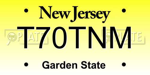 T70TNM New Jersey License Plate