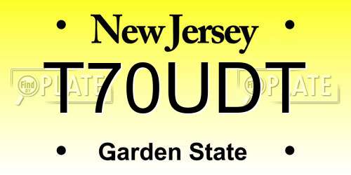 T70UDT New Jersey License Plate