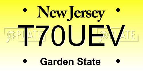 T70UEV New Jersey License Plate