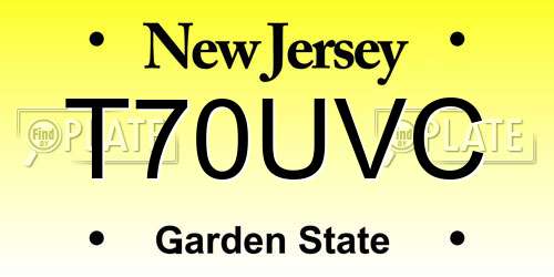 T70UVC New Jersey License Plate