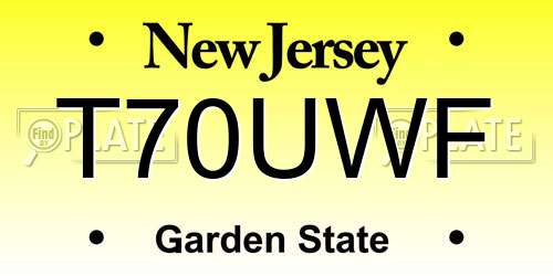 T70UWF New Jersey License Plate