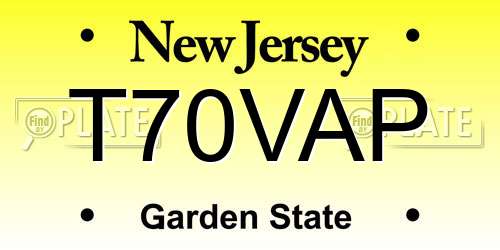 T70VAP New Jersey License Plate