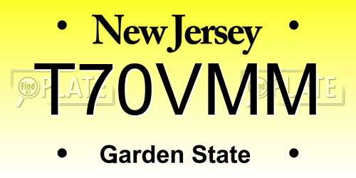 T70VMM New Jersey License Plate