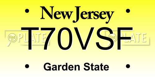 T70VSF New Jersey License Plate