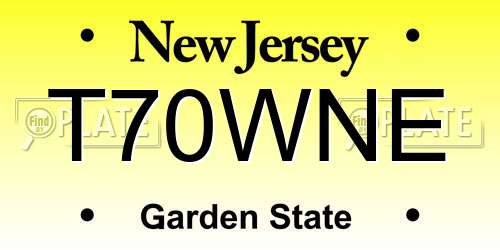 T70WNE New Jersey License Plate