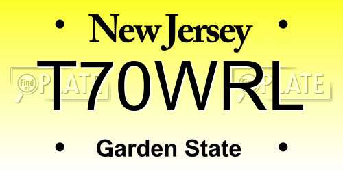 T70WRL New Jersey License Plate