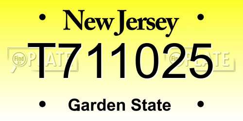 T711025 New Jersey License Plate