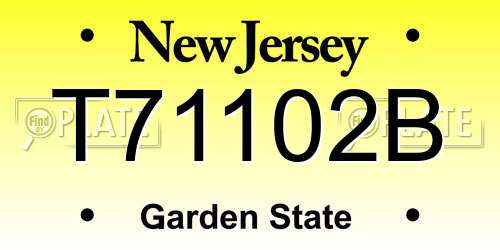 T71102B New Jersey License Plate