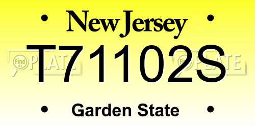 T71102S New Jersey License Plate