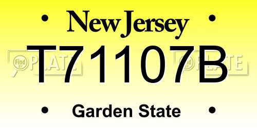 T71107B New Jersey License Plate