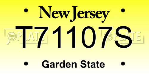 T71107S New Jersey License Plate