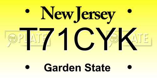 T71CYK New Jersey License Plate