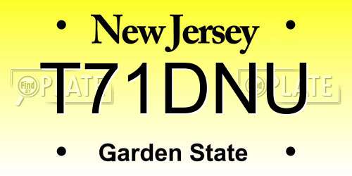 T71DNU New Jersey License Plate
