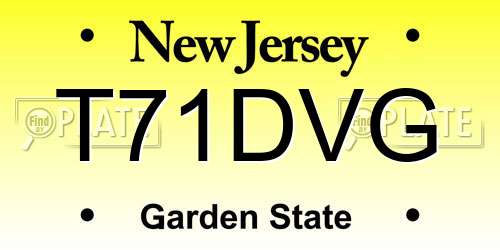 T71DVG New Jersey License Plate