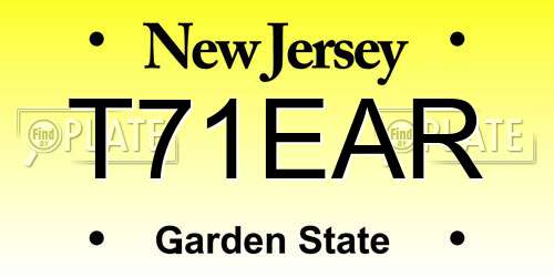 T71EAR New Jersey License Plate