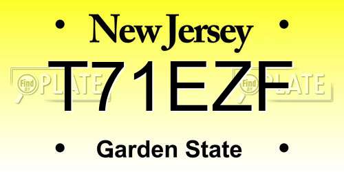 T71EZF New Jersey License Plate