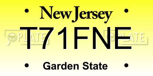 T71FNE New Jersey License Plate