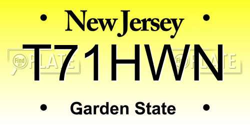 T71HWN New Jersey License Plate