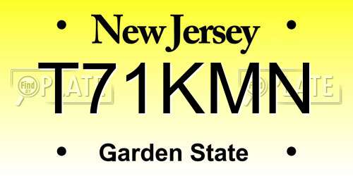 T71KMN New Jersey License Plate