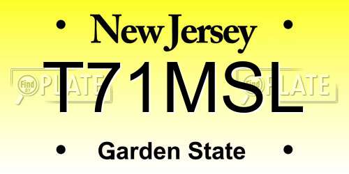 T71MSL New Jersey License Plate