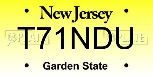 T71NDU New Jersey License Plate