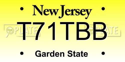 T71TBB New Jersey License Plate