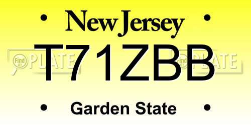 T71ZBB New Jersey License Plate