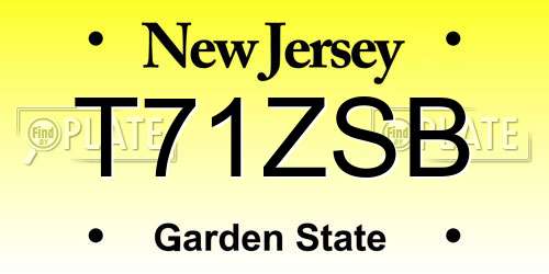 T71ZSB New Jersey License Plate