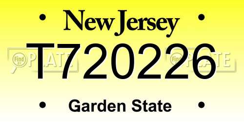 T720226 New Jersey License Plate
