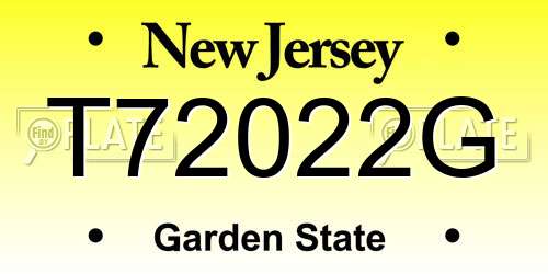 T72022G New Jersey License Plate