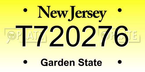 T720276 New Jersey License Plate