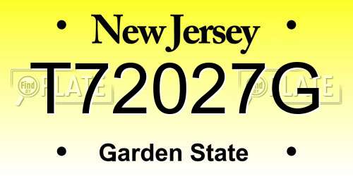 T72027G New Jersey License Plate