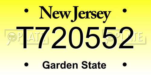 T720552 New Jersey License Plate