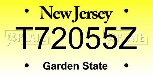 T72055Z New Jersey License Plate