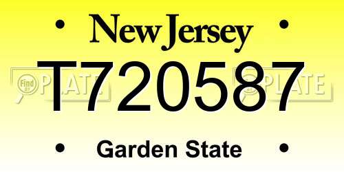 T720587 New Jersey License Plate