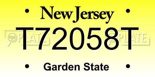 T72058T New Jersey License Plate