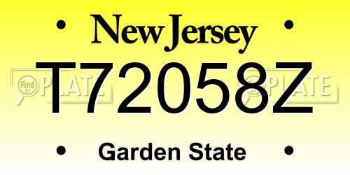 T72058Z New Jersey License Plate