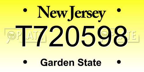 T720598 New Jersey License Plate