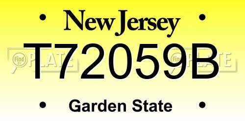 T72059B New Jersey License Plate