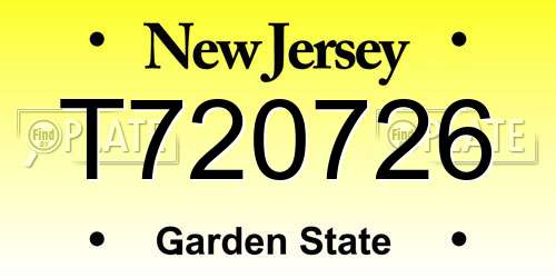 T720726 New Jersey License Plate