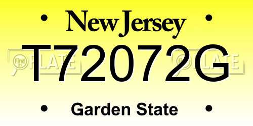 T72072G New Jersey License Plate