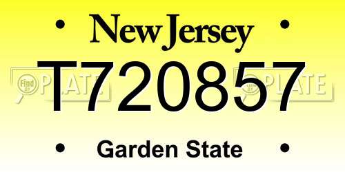 T720857 New Jersey License Plate