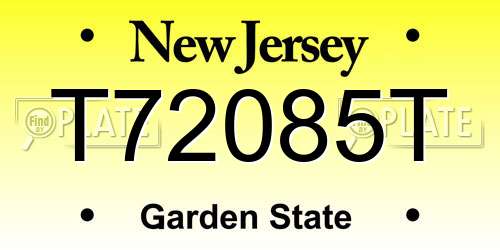 T72085T New Jersey License Plate