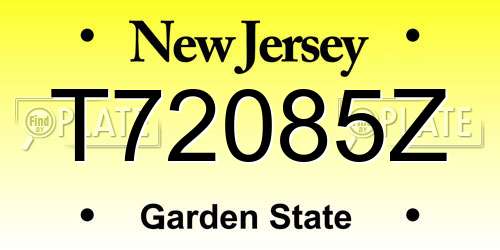 T72085Z New Jersey License Plate