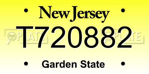 T720882 New Jersey License Plate