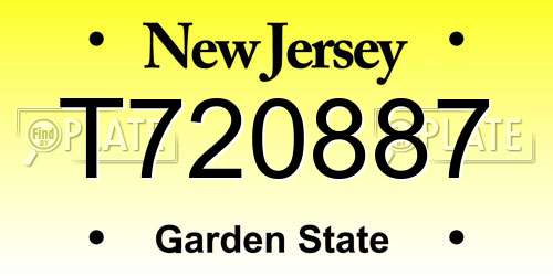 T720887 New Jersey License Plate