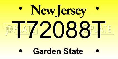 T72088T New Jersey License Plate